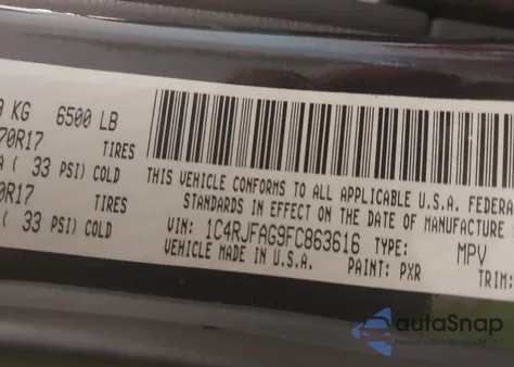 2015 Jeep Grand Cherokee Laredo z USA, uszkodzony, nr VIN 1C4RJFAG9FC863616